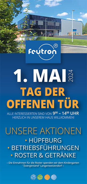 Flyer - Tag der offenen Tür bei Feutron am 1. Mai 2024